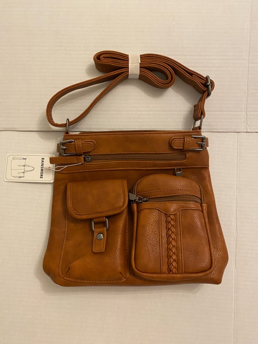 Rainsmore Tan Crossbody Bag with Front Pockets